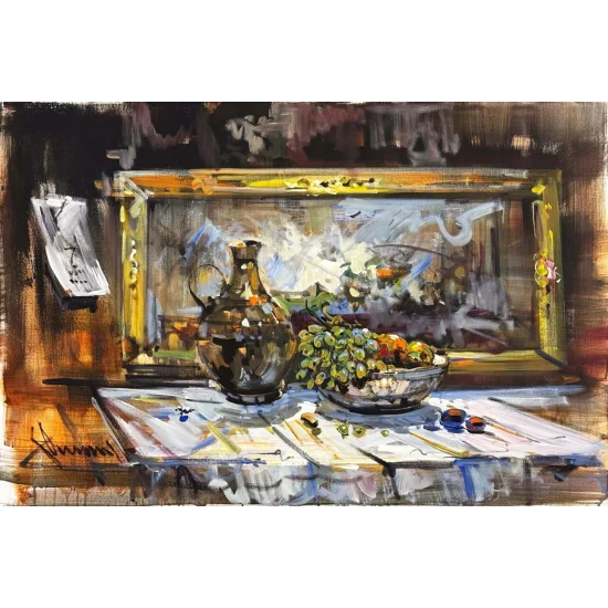 Zamanın Masası Yağlı Boya Tablosu