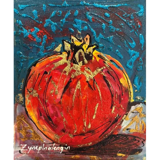 Zamanın Nar Çekirdeği Yağlı Boya Tablosu