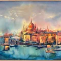 Fırça Darbelerinde Budapeşte Yağlı Boya Tablosu