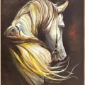 White Horse in Yellow Winds Oil Painting