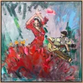 Kırmızılı Dans Yağlı Boya Tablosu