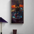 Galata Kulesinde Başbaşa Yağlı Boya Tablosu