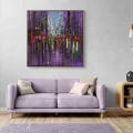 Futuristic City Lights Oil Painting | Simurg Art Gallery