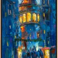 Mavi Rüyaların Sokağı Yağlı Boya Tablosu