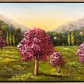 Among Pink Trees Oil Painting | Simurg Art Gallery