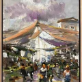 Village Bazaar Oil Painting