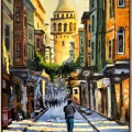 Pearl of the City Galata Tower Oil Painting