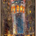 Galatanın Gece Işıkları Yağlı Boya Tablosu