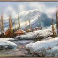 Karla Süslenmiş Doğa Yağlı Boya Tablosu