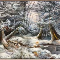 Snow Covered Forest Oil Painting