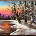 Snow Dancing Trees Oil Painting