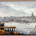 Sea and City Oil Painting
