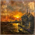Ortaköy Sunset Oil Painting