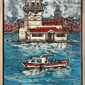 Boğazın Renkli Tekneleri Yağlı Boya Tablosu