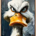 Angry Duck Oil Painting