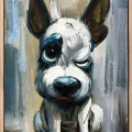 Cute White Dog Oil Painting