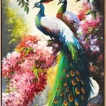 Peacocks in the Garden Oil Painting