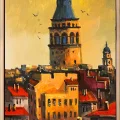 Galata’dan Bakış Yağlı Boya Tablosu