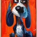 Sleepy Dog Gazes Oil Painting