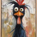 Confused Chicken Oil Painting