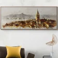 Galata Kulesi İzlerken Yağlı Boya Tablosu