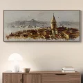 Galata Kulesi İzlerken Yağlı Boya Tablosu
