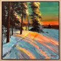 Winter Sunset Oil Painting