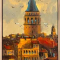 Sunset in Galata Oil Painting