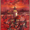 Crimson Sunset Oil Painting