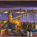 Galata’dan Boğaza Seyir Yağlı Boya Tablosu
