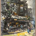 The Corner Café Oil Painting