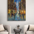 City Night Glow Oil Painting