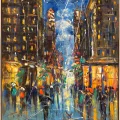 City Night Glow Oil Painting