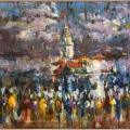 Crowds in Üsküdar Oil Painting