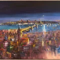 Night at the Istanbul Bosphorus Oil Painting