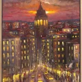 Galata Akşam Sokakları Yağlı Boya Tablosu