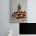 Rüyalarda Galata Kulesi Yağlı Boya Tablosu
