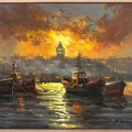 End of Day on the Bosphorus Oil Painting