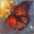 Kırmızı Kelebek Etkisi Yağlı Boya Tablosu