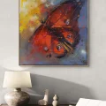 Kırmızı Kelebek Etkisi Yağlı Boya Tablosu
