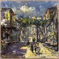 Sidewalk Stories Oil Painting