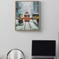 Karda Kırmızı Tramvay Yağlı Boya Tablosu