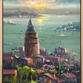 Galata Kulesinde Maviler Yağlı Boya Tablosu