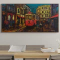 Kırmızı Tramvay ve Hatıralar Yağlı Boya Tablosu