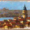 Galata’dan İstanbul’a Bakış Yağlı Boya Tablosu