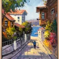 Üsküdar Sokakları Yağlı Boya Tablosu