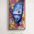 Mavi Bir Kelebek Yağlı Boya Tablosu