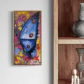 Mavi Bir Kelebek Yağlı Boya Tablosu