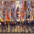 Crowds at Galata Tower Oil Painting