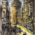Galata Yollarında Yağlı Boya Tablosu